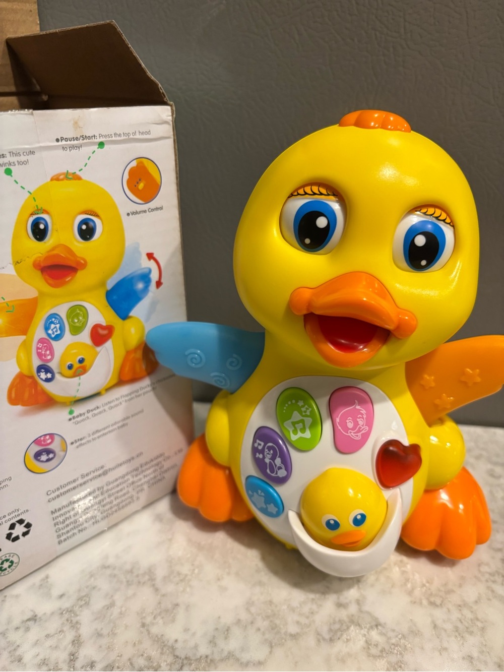 Interactive Yellow Dancing Duck Toy for Kids with Light-Up Buttons BINF